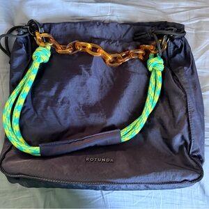 Rotunda Navy Tote Bag with Colorful Handles